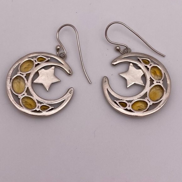 Sterling silver citrine lunar earrings - Picture 2 of 4